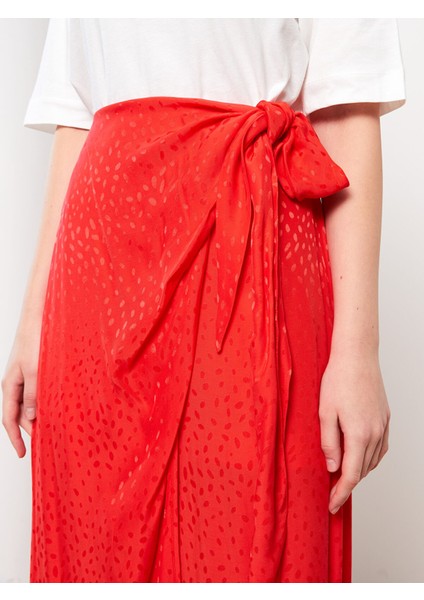 Yeni Sezon Beli Fermuarlı Desenli Saten Kadın Etek modelleri