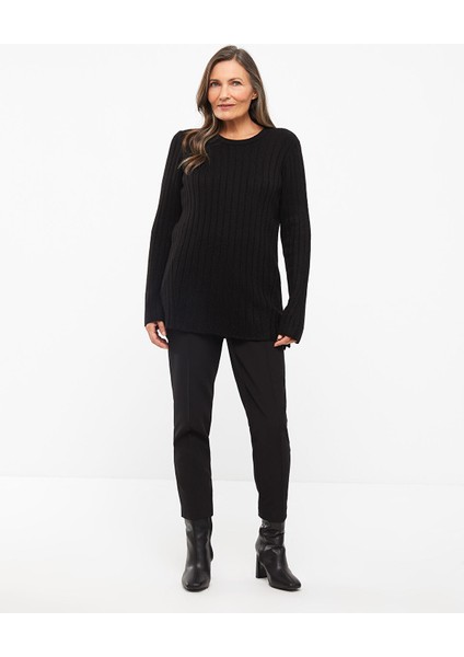 Yeni Sezon Bisiklet Yaka Kendinden Desenli Uzun Kollu Kadın Triko Kazak modelleri