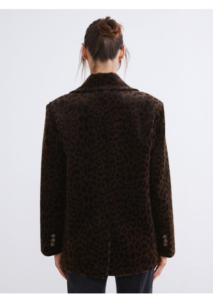 Yeni Sezon Leopar Desenli Kadın Kaşe Kaban indirimleri