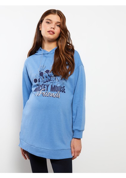 Yeni Sezon Kapüşonlu Mickey Mouse Baskılı Uzun Kollu Hamile Sweatshirt Tunik fiyatları
