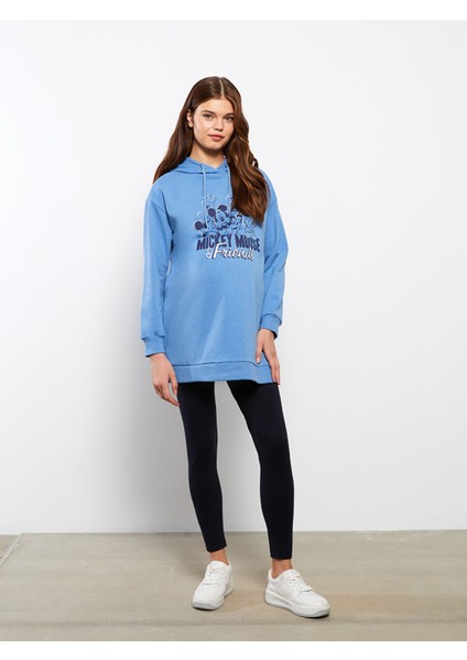 Yeni Sezon Kapüşonlu Mickey Mouse Baskılı Uzun Kollu Hamile Sweatshirt Tunik modelleri