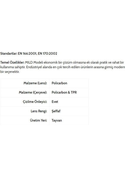 Safety Mıld Gözlük modelleri