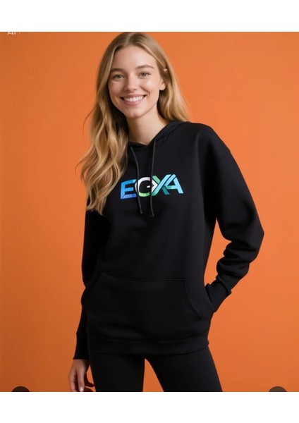 Kadın Kışlık Kapşonlu Sweatshırt Yüzde Yüz Pamuklu