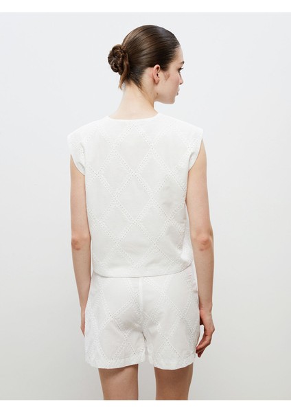 Yeni Sezon Bisiklet Yaka Ajurlu Brode Kadın Klasik Yelek fırsatları