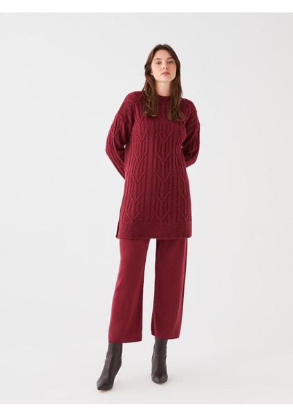 Yeni Sezon Kadın Beli Lastikli Düz Triko Pantolon modelleri