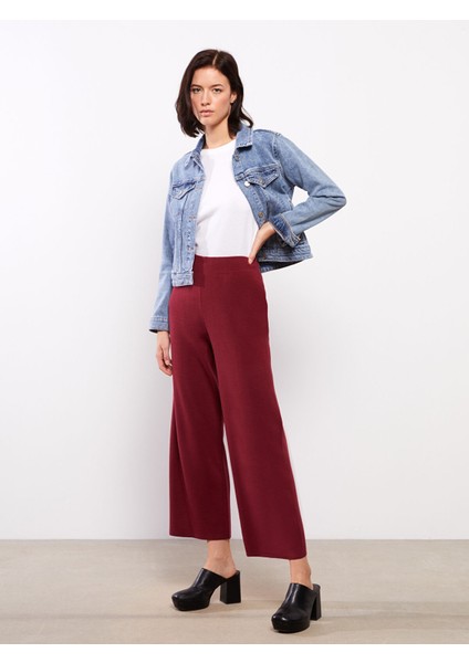 Yeni Sezon Kadın Beli Lastikli Düz Triko Pantolon fırsatları