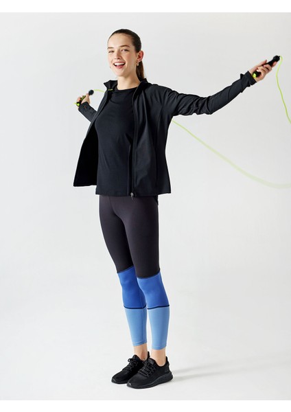 Yeni Sezon Beli Lastikli Renk Bloklu Interlok Kadın Spor Tayt fiyatları