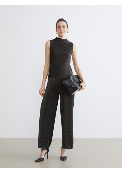 Yeni Sezon Dik Yaka Parlak Görünümlü Bluz fiyatları