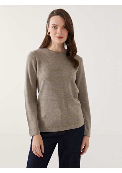 Yeni Sezon Bisiklet Yaka Çizgili Kadın Triko Kazak