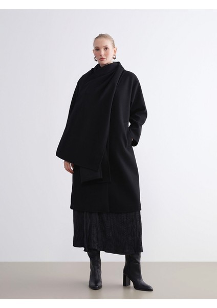 Yeni Sezon Çıkarılabilir Şal Yaka Kadın Kaşe Kaban