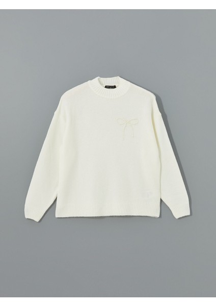 Yeni Sezon Bisiklet Yaka Boncuk Işlemeli Kadın Triko Kazak indirimleri