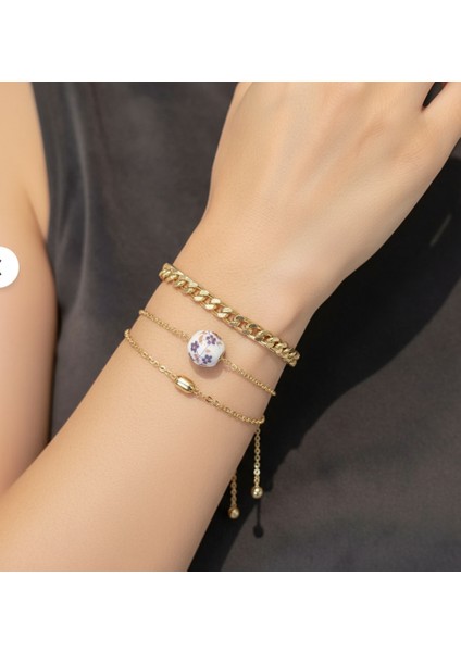 Mor Seramik Boncuklu Gold 3’lü Bileklik Seti fiyatları