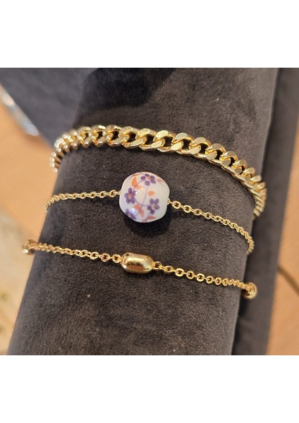 Mor Seramik Boncuklu Gold 3’lü Bileklik Seti fırsatları