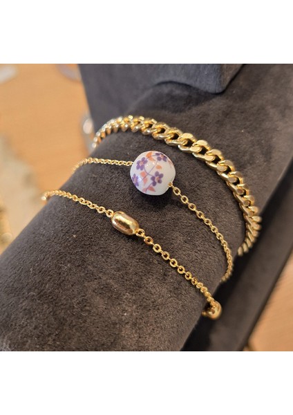 Mor Seramik Boncuklu Gold 3’lü Bileklik Seti indirimleri