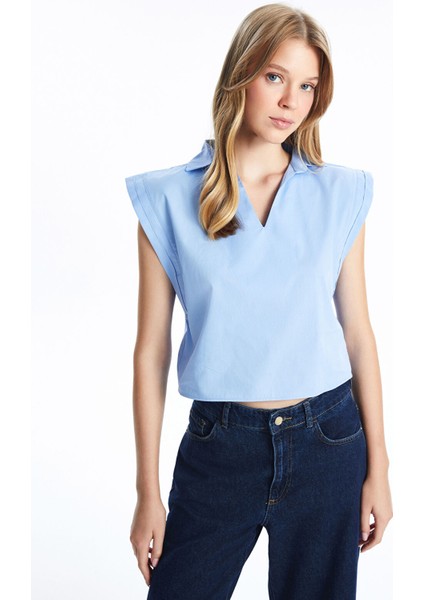 Yeni Sezon Gömlek Yaka Poplin Kadın Bluz