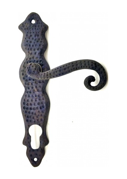 Antika Tarz Dekoratif Pirinç Kıvrık Yale Kapı Kolu - 210X43 Mm, Oksit
