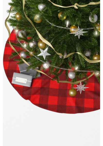 Kırmızı Ekose Desenli Yılbaşı Çam Ağacı Örtüsü fiyatları