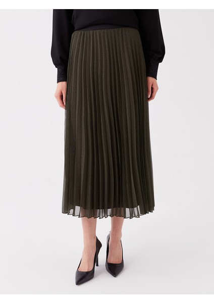 Yeni Sezon Beli Lastikli Desenli Kadın Şifon Etek modelleri