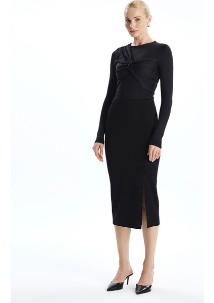 Yeni Sezon Beli Lastikli Dar Fit Kadın Etek