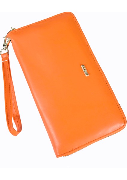 1018 Cilt Büyük Boy Cüzdan / Clutch Çanta Turuncu