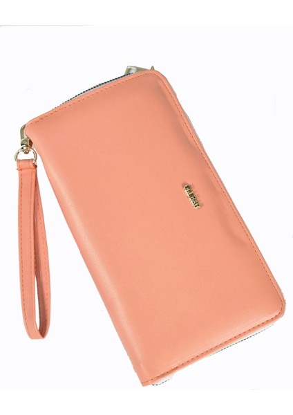1018 Cilt Büyük Boy Cüzdan / Clutch Çanta Yavruağzı