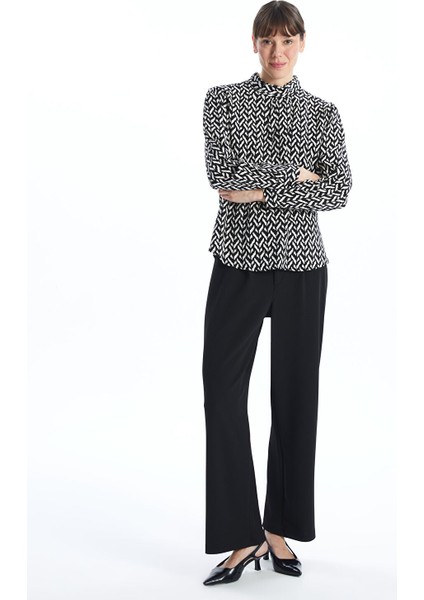 Yeni Sezon Dik Yaka Desenli Oversize Kadın Bluz fiyatları