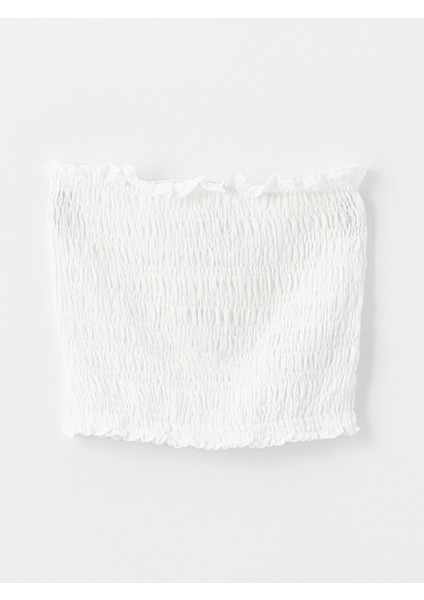 Yeni Sezon Straplez Yaka Düz Crop Kadın Bluz indirimleri