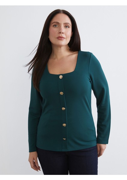 Yeni Sezon Büyük Beden Kare Yaka Bluz