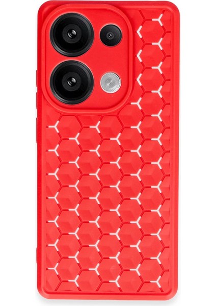 Newface Redmi Note 13 4g Kılıf Petek Silikon Kapak - Kırmızı