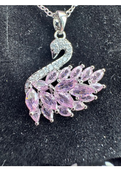 Pembe Kuğu Kolye Yüzük Seti Çelik fiyatları