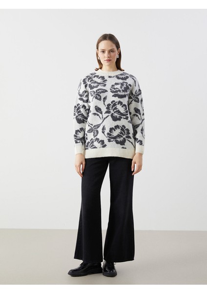 Yeni Sezon Bisiklet Yaka Çiçekli Kadın Triko Kazak fiyatları