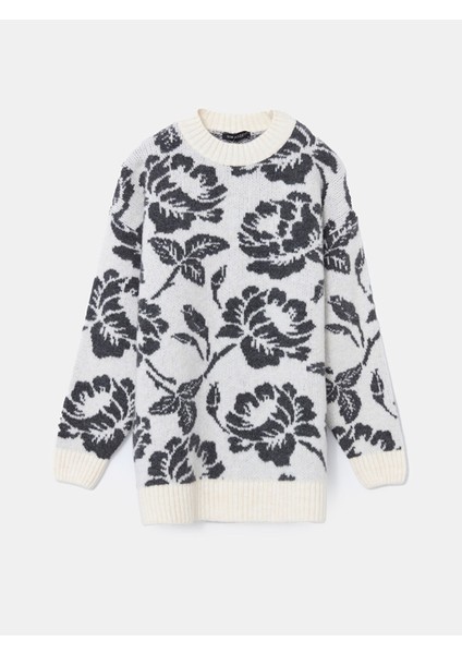 Yeni Sezon Bisiklet Yaka Çiçekli Kadın Triko Kazak indirimleri