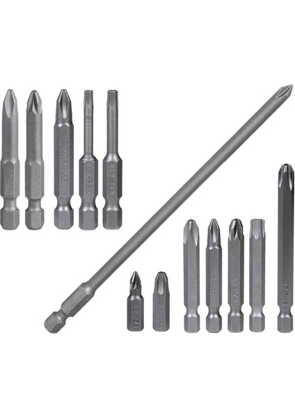 13 Parça Set - Matkap Uç Vidalama Ucu Düz Yıldız Torx Uç