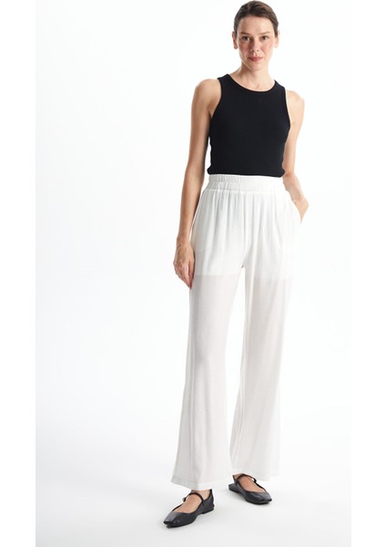 Yeni Sezon Beli Lastikli Dokulu Kadın Pantolon