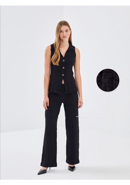 Yeni Sezon Beli Lastikli Dokulu Kadın Pantolon