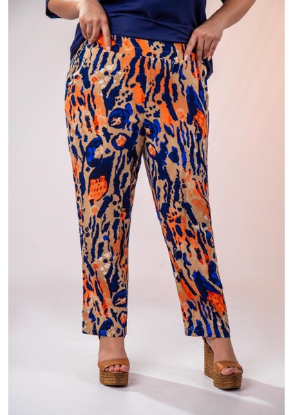 Kadın 333974 Beli Lastikli Boru Paça Lacivert Pantolon modelleri