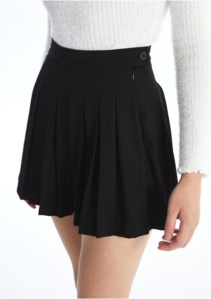 Yeni Sezon Kadın Beli Fermuarlı Düz Pileli Etek modelleri