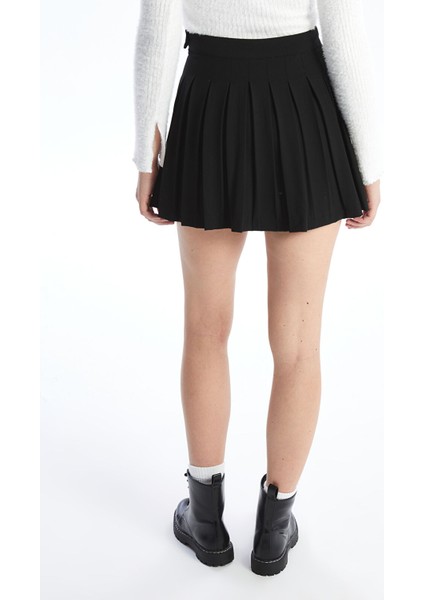 Yeni Sezon Kadın Beli Fermuarlı Düz Pileli Etek fırsatları