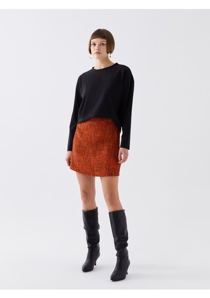 Yeni Sezon Beli Fermuarlı Desenli Kadın Tüvit Etek