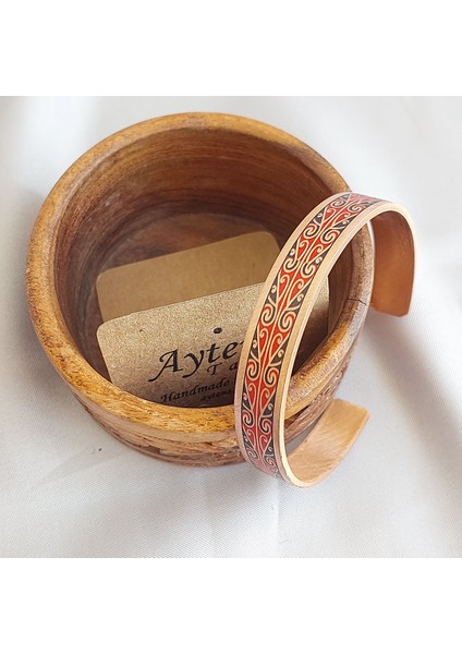 El Yapımı Bakır Bileklik | Etnik Desenli Uv Baskı | Unisex Tasarım