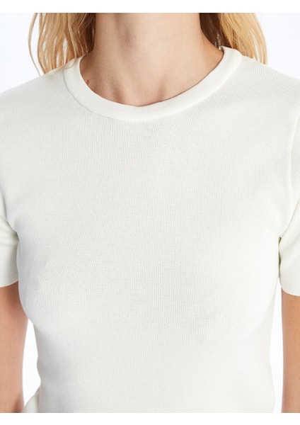 Yeni Sezon Bisiklet Yaka Düz Kısa Kollu Kadın Triko Kazak fırsatları