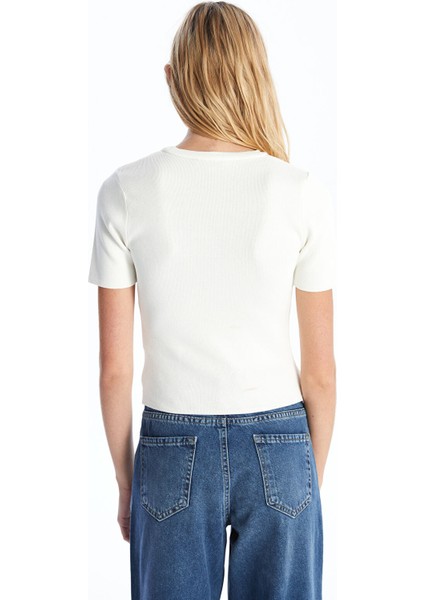 Yeni Sezon Bisiklet Yaka Düz Kısa Kollu Kadın Triko Kazak indirimleri