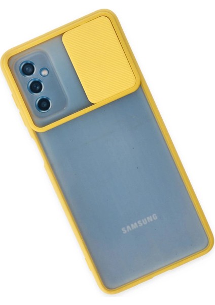M52 5g Kılıf Palm Buzlu Kamera Sürgülü Silikon - Sarı modelleri