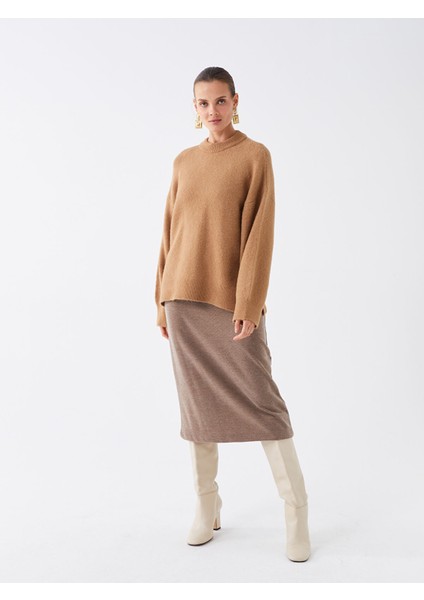 Yeni Sezon Kadın Beli Lastikli Düz Etek