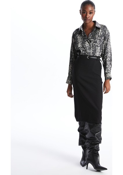 Yeni Sezon Beli Kemerli Standart Fit Kadın Etek