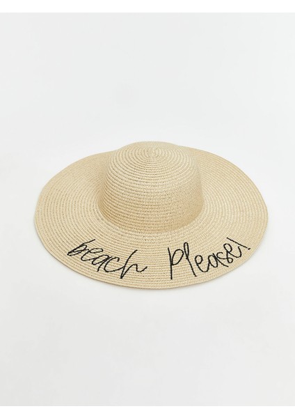 Yeni Sezon Yazı Nakışlı Kadın Hasır Şapka