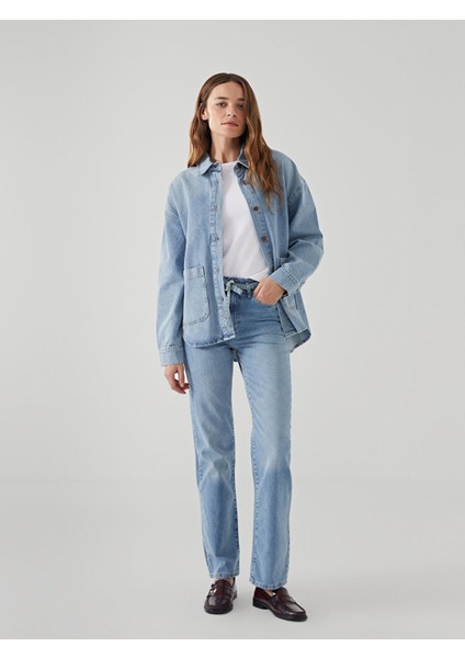 Yeni Sezon Beli Kemerli Straight Fit Kadın Jean Pantolon fiyatları