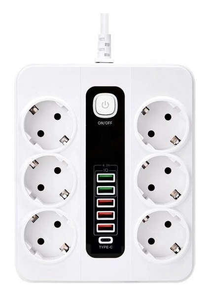 HP-H04 3000W 10AMPER 6’lı 2metre Uzatma Kablolu Çoklu Termal Akım Priz modelleri