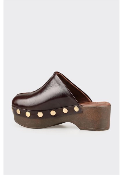 Kahve Deri Kadın Terlik modelleri