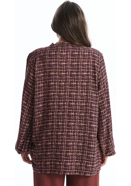 Yeni Sezon Bağlamalı Yaka Desenli Kadın Bluz fırsatları